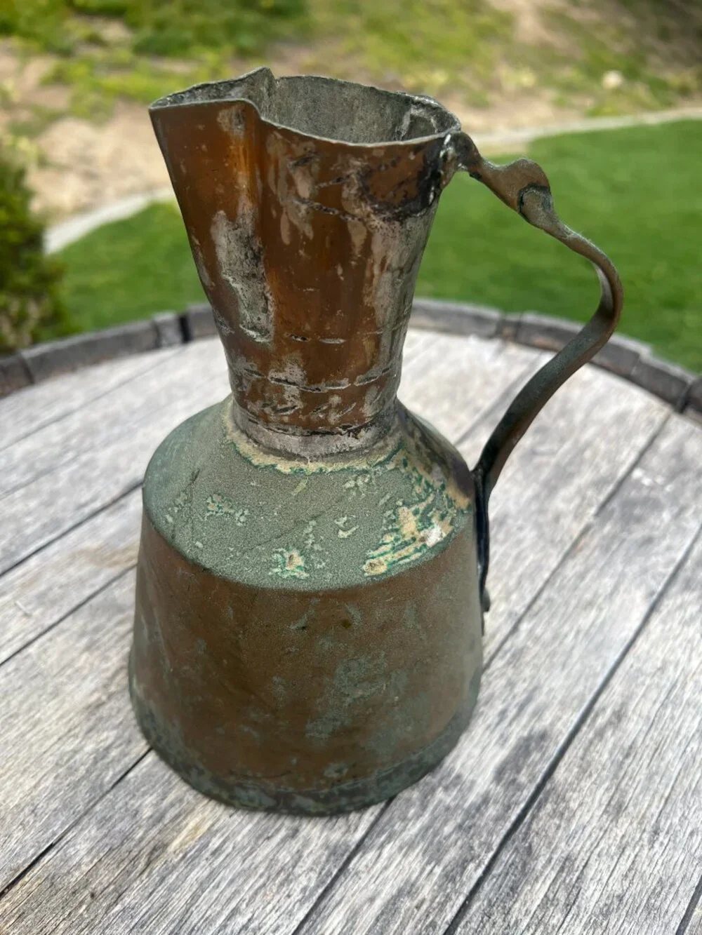 Vintage Handmade Copper Pitcher with Forged Handle - Picture 7 of 10